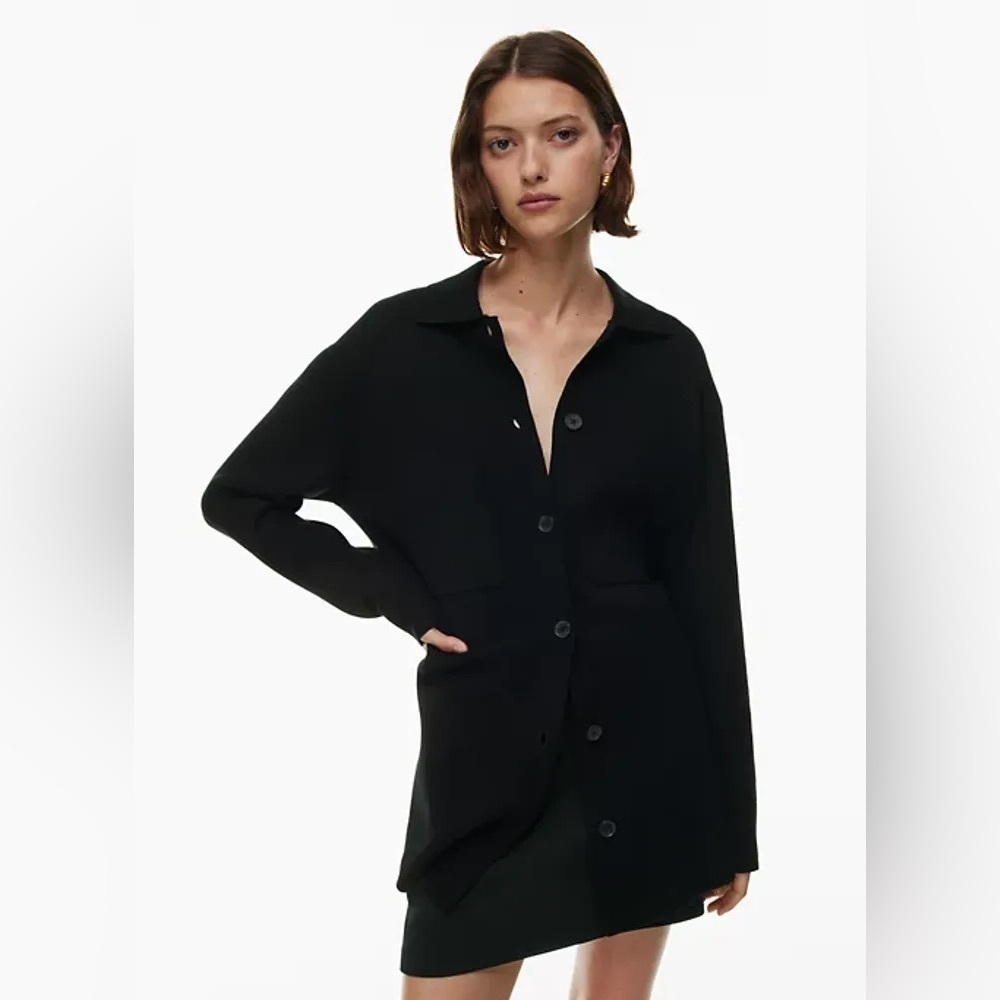 Aritzia Babaton Society Sweater Button Down Collar in Navy Medium